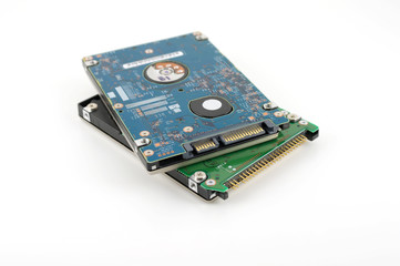 Two hard drives (HDD) for notebook. Shallow DOF.