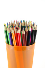 Color pencils in the orange prop