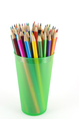 Color pencils in the green prop