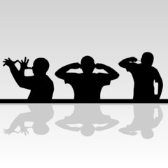 funny man in various poses silhouette