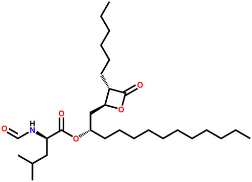 Orlistat (obesity treatment drug) structural formula
