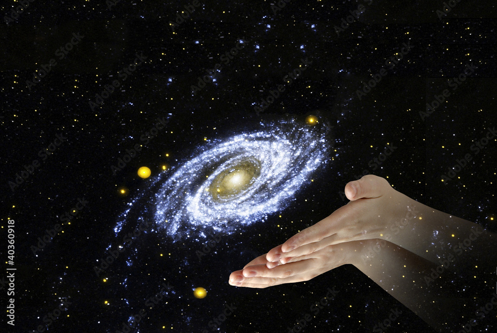 Wall mural galaxy in palms.elements of this image furnished by nasa