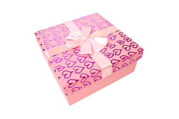 pink gift box on white background