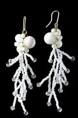 Handmade white snow earrings