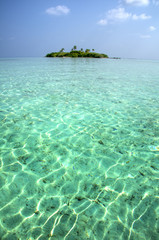 Turquoise Lagoon / Atoll with beach on the Maldives (Malediven)