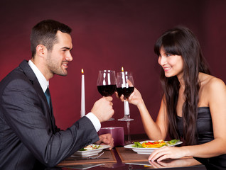 Couple at romantic dinner in restaurant