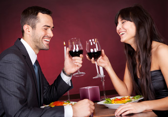 Couple at romantic dinner in restaurant