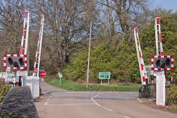 Fototapeta na wymiar Railway level crossing in UK