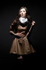 sensual young woman on dark background