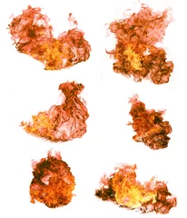 Papier Peint photo autocollant Flamme Collection de feu haute résolution isolé sur fond blanc