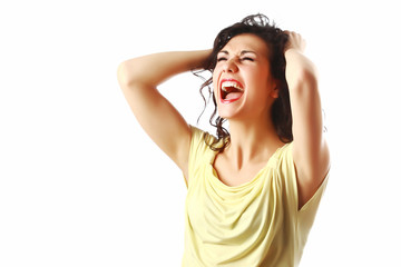 Crying woman isolated