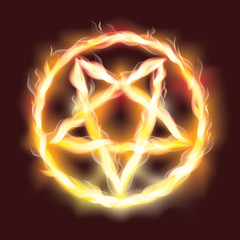 Fototapeta na wymiar Satanic ogień pentagram, ilustracji wektorowych