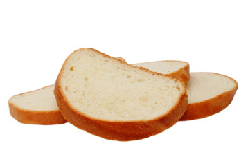 loaf pieces bread isolated on white background (clipping path)