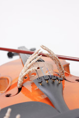 Skelett hält sich an der Violine fest