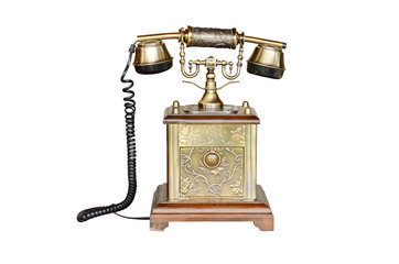 vintage telephone isolated on white