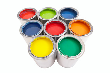 Verschiedene Farbeimer