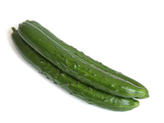 Japanese delicious cucumbers isolated on white background