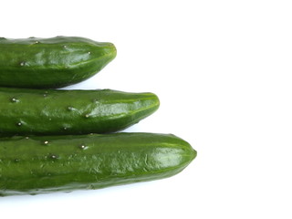 Japanese delicious cucumbers isolated on white background