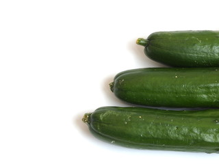 Japanese delicious cucumbers isolated on white background