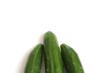 Japanese delicious cucumbers isolated on white background