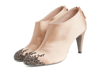 Beige women ankle boots