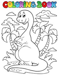 Livre de coloriage dinosaure scène 2