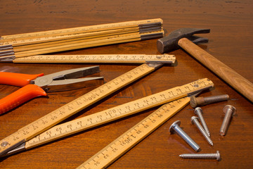 Tools on Wooden Counter