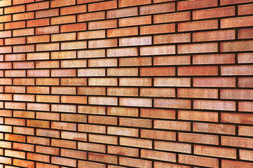 Grunge Red yellow beige tan fine brick wall texture perspective