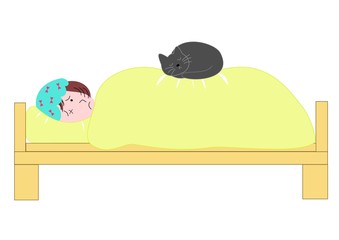 飼い主の上で寝る猫