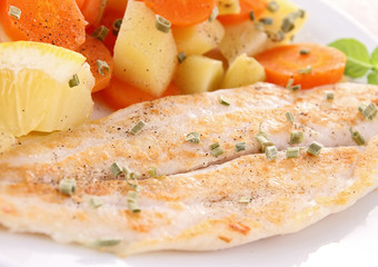 grilled fish and vegetables