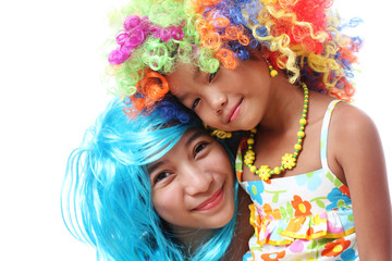 Friends In Coloful Wig