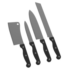 3d render of kitchen knives