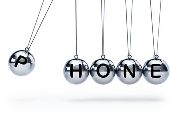 Newtons cradle with five balls - phone