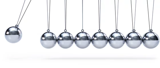Foto op Plexiglas Newtons cradle with eight balls - panorama © electriceye