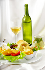 Cheese on a wooden plate