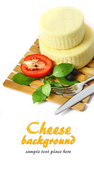 Cheese on a wooden plate