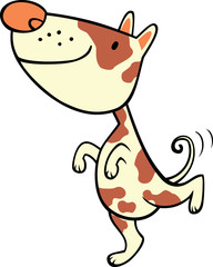Cute dog character standing on hind legs.