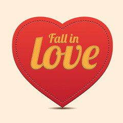 Red Heart label - Fall in love vector