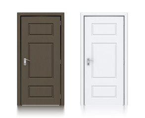 Wooden dark and white painted doors.