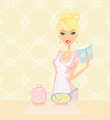 Beautiful lady cooking