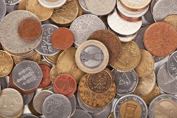 Background with different coins