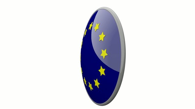 Sich drehende Scheibe mit den Flaggen der EU und Portugal