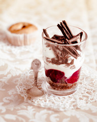 Gourmet fruit and chocolate parfait