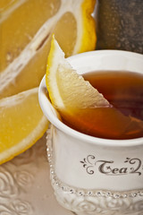 tea in cup  and lemon