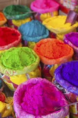 Poster Piles of colored powder for Indian festival Holi © davidevison