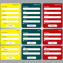 Login and register web forms.