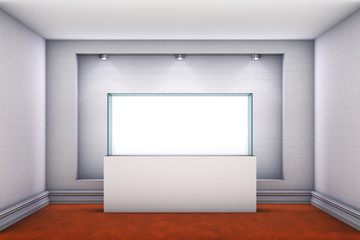 3d glass showcase and niche with spotlights for exhibit