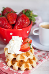Waffle with strawberries