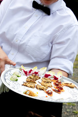 waiter serving appetizers