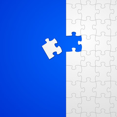 Fototapeta premium puzzle auf tischdecke blauer hintergrund I